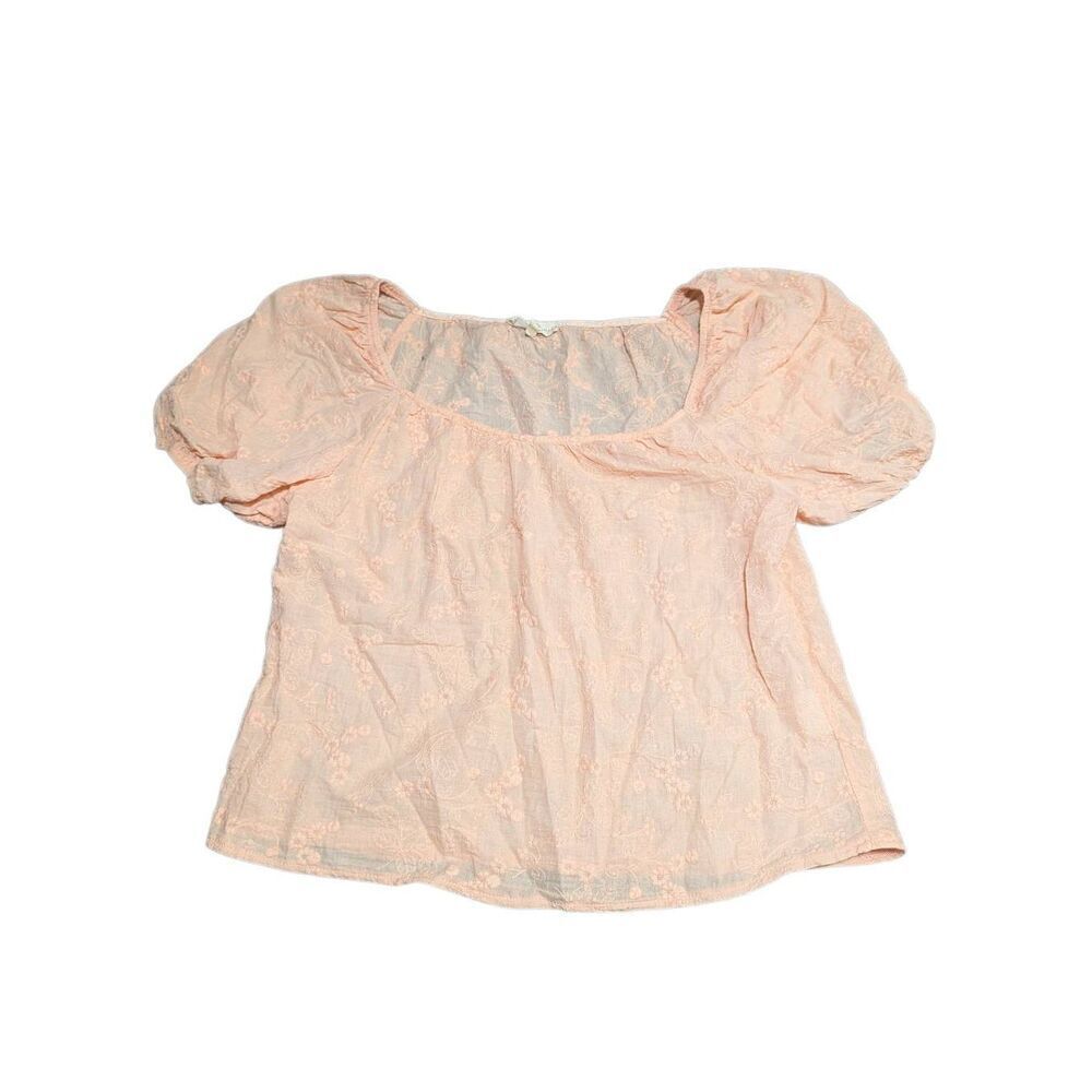 Solitaire Light Pink Puff-Sleeve Top Women's Size L